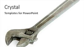  Presentation with old - PPT theme with vise grip - old adjustable spanner isolated background and a white colored foreground