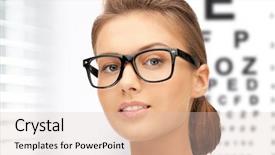  Presentation with eye medicine - Audience pleasing PPT theme consisting of vision concept - woman in eye backdrop and a  colored foreground