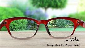  Presentation with green tree - Colorful slides enhanced with vision concept glasses on green backdrop and a soft green colored foreground