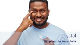  Presentation with eyesight - Presentation design enhanced with vision-eyesight-ophthalmology-and-people background and a sky blue colored foreground