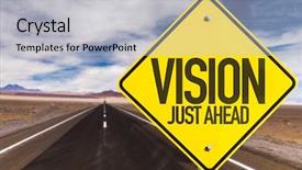  Presentation with highway road sign - Presentation design featuring vision just ahead sign background and a light gray colored foreground