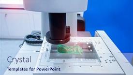 Presentation with circuit board - Slide set enhanced with vision-measuring-instrument-inspecting-pcb background and a light blue colored foreground