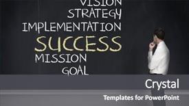  Presentation with level up to success - PPT theme featuring vision mision - thoughtful businessman looking at success background and a  colored foreground