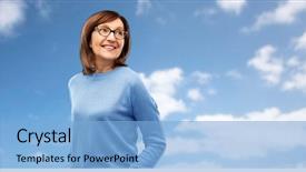  Presentation with old people - Colorful presentation design enhanced with vision and old people concept backdrop and a light blue colored foreground