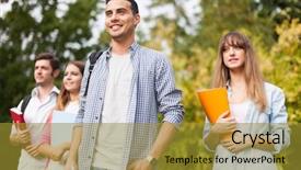  Presentation with focus group - Colorful slides enhanced with vision schools - outdoor portrait of a group backdrop and a gold colored foreground