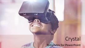  Presentation with virtual reality - Cool new presentation with vision schools - school boy in virtual reality backdrop and a coral colored foreground