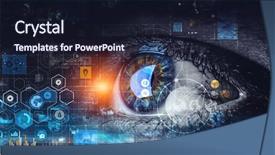  Presentation with high tech - Amazing presentation theme having vision system - abstract high tech eye concept backdrop and a wine colored foreground