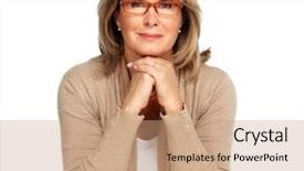  Presentation with business vision - Slide deck featuring vision teacher - senior business woman portrait background and a coral colored foreground