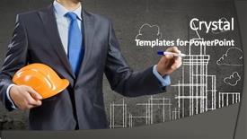  Presentation with project - Amazing slide deck having vision teacher - young man engineer in helmet backdrop and a dark gray colored foreground