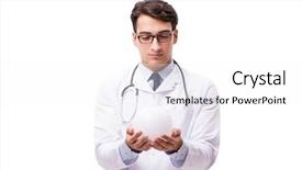  Presentation with visionary - Beautiful PPT theme featuring visionary - doctor with crystal ball isolated backdrop and a  colored foreground