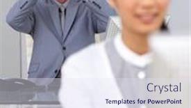  Presentation with visionary - Cool new presentation with visionary businessman using binoculars with his colleague working in the foreground backdrop and a sky blue colored foreground