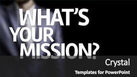  Presentation with mission - Colorful presentation theme enhanced with young smiling woman ironing clothes on ironing board at home backdrop and a light gray colored foreground.