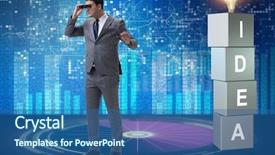  Presentation with bright ideas - Theme with visioning future - businessman looking for bright ideas background and a ocean colored foreground