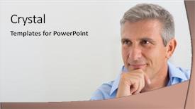  Presentation with project - Presentation theme enhanced with visioning future - portrait of mature businessman thinking background and a light gray colored foreground