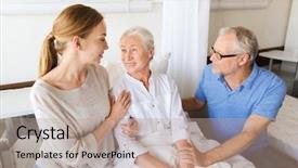  Presentation with family health - PPT theme consisting of visit - medicine support family health care background and a coral colored foreground