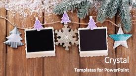  Presentation with christmas frames - PPT layouts consisting of visit card - blank photo frames and christmas background and a  colored foreground