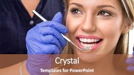  Presentation with dental - Beautiful slide deck featuring visit to the dentist dental backdrop and a coral colored foreground