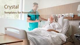  Presentation with mature female surgeon - Amazing presentation having visiter - surgeon visiting and talking backdrop and a sky blue colored foreground