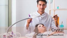  Presentation with scan barcode the laser - Cool new PPT layouts with visiting dermatologyst for laser scar backdrop and a coral colored foreground