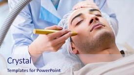  Presentation with scan barcode the laser - PPT layouts with visiting dermatologyst for laser scar background and a  colored foreground