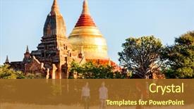  Presentation with ancient temples - Cool new PPT theme with visiting dhammayazika pagoda and ancient backdrop and a tawny brown colored foreground