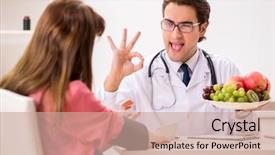  Presentation with doctor discussing family - Audience pleasing theme consisting of visiting doctor discussing healthy diet backdrop and a coral colored foreground