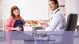  Presentation with doctor discussing parents - PPT layouts with visiting doctor discussing healthy diet background and a light blue colored foreground