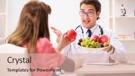 Presentation with pregnant woman doctor - PPT layouts featuring visiting doctor discussing healthy diet background and a  colored foreground
