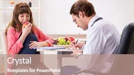  Presentation with pregnant woman doctor - Slide deck featuring visiting doctor discussing healthy diet background and a  colored foreground