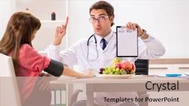  Presentation with pregnant woman doctor - Amazing presentation theme having visiting doctor discussing healthy diet backdrop and a coral colored foreground