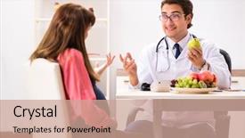  Presentation with doctor discussing parents - Slide set consisting of visiting doctor discussing healthy diet background and a  colored foreground