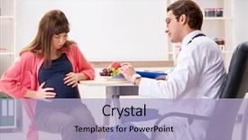  Presentation with pregnant woman doctor - Colorful slide set enhanced with visiting doctor discussing healthy diet backdrop and a  colored foreground