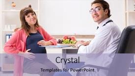  Presentation with pregnant woman doctor - Colorful PPT theme enhanced with visiting doctor discussing healthy diet backdrop and a  colored foreground