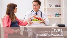  Presentation with doctor discussing family - PPT layouts enhanced with visiting doctor discussing healthy diet background and a  colored foreground