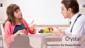  Presentation with pregnant woman doctor - Presentation theme consisting of visiting doctor discussing healthy diet background and a  colored foreground