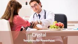  Presentation with doctor discussing parents - Beautiful presentation design featuring visiting doctor discussing healthy diet backdrop and a coral colored foreground
