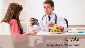  Presentation with pregnant woman doctor - Presentation theme having baby blood - pregnant woman visiting doctor discussing background and a mint green colored foreground