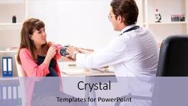  Presentation with doctor discussing parents - Slide set enhanced with baby blood - pregnant woman visiting doctor discussing background and a light blue colored foreground