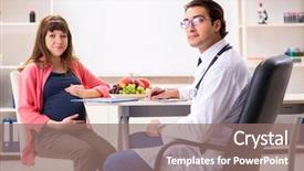  Presentation with doctor discussing parents - Amazing presentation design having visiting doctor discussing healthy diet backdrop and a coral colored foreground