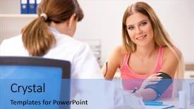  Presentation with blood pressure - Theme with visiting doctor for blood pressure background and a teal colored foreground