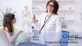  Presentation with doctor visiting family - Cool new slides with visiting doctor for regular check backdrop and a  colored foreground