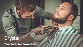 Presentation with barber - Audience pleasing presentation theme consisting of visiting hairstylist in barber shop backdrop and a gray colored foreground
