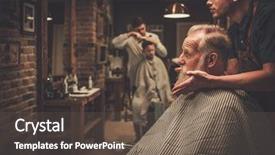  Presentation with barber shop - Slide set enhanced with visiting hairstylist in barber shop background and a dark gray colored foreground