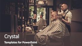  Presentation with barber shop - Presentation with visiting hairstylist in barber shop background and a violet colored foreground