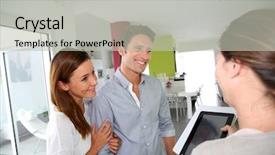  Presentation with real estate lending - Amazing slide deck having female patient talking with dental backdrop and a light gray colored foreground