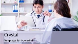  Presentation with nurse a male patient - Colorful presentation theme enhanced with visiting male doctor for regular backdrop and a light blue colored foreground