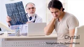  Presentation with radiologist - PPT theme consisting of visiting old male doctor radiologist background and a soft green colored foreground
