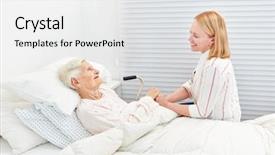  Presentation with senior citizen - Audience pleasing PPT layouts consisting of visitor - woman makes a medical visit backdrop and a white colored foreground