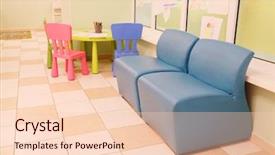  Presentation with waiting - Slide deck having visitor centre - waiting hall at the medical background and a lemonade colored foreground