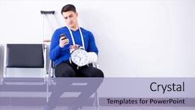  Presentation with hospital management system - PPT theme having visitor management - desperate man waiting for his background and a light blue colored foreground